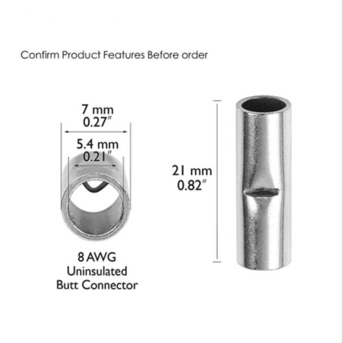 100/200Pcs Copper Bare Wire Splice Terminals Ferrule Butt Crimp Connectors US - Picture 12 of 12