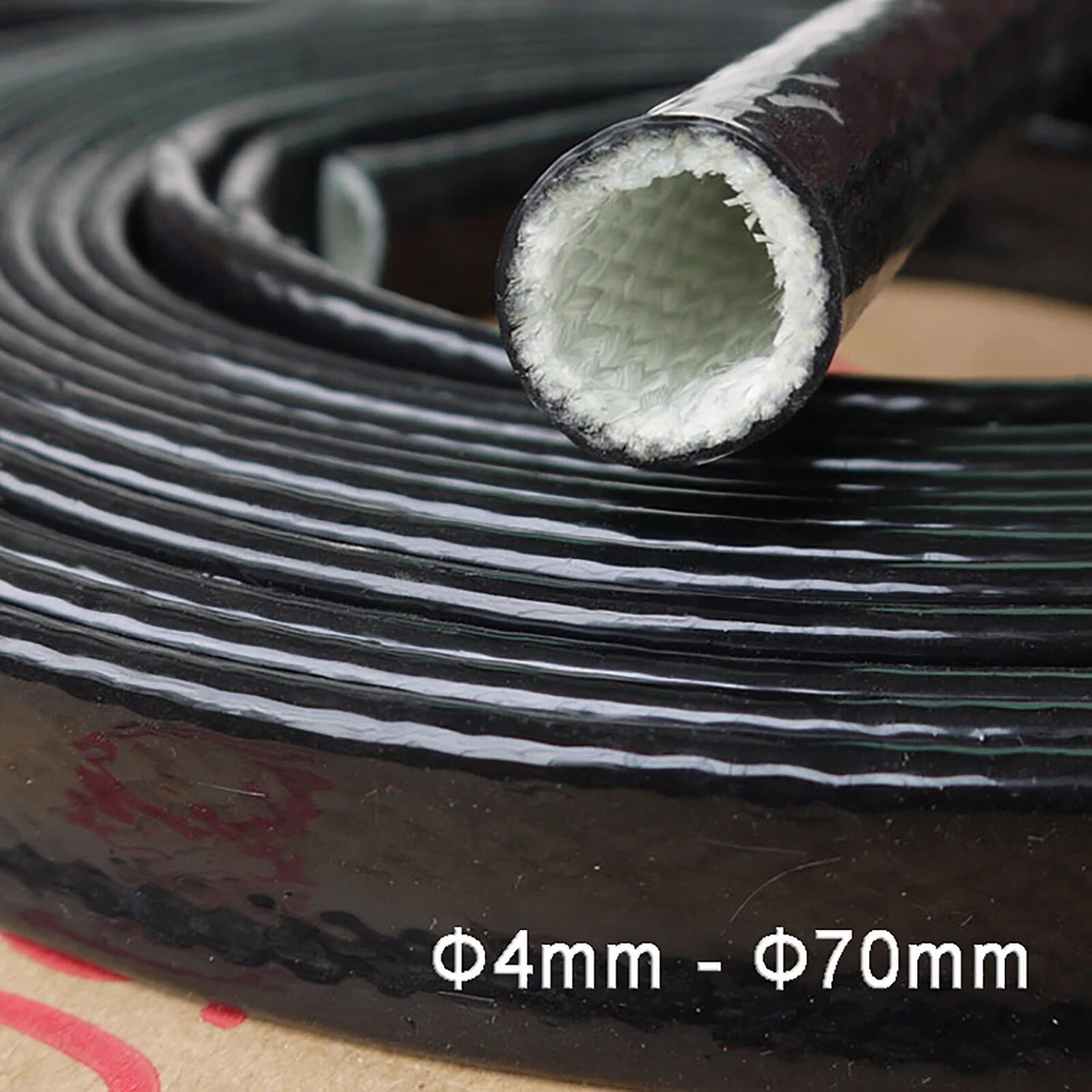 Φ4~70mm Silicone / Fibreglass Fire Sleeving Protective Heat Shield Sleeve  Black | eBay