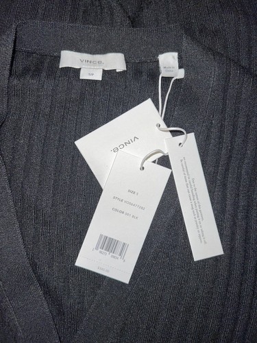 $345 NWT Vince Ribbed Skinny Long Sleeve Black Cardigan sz S VO06477282 - Picture 8 of 10