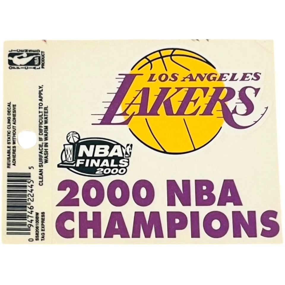 Calcomanía reutilizable Los Angeles Lakers Static Cling 2000 campeones de la NBA Shaq Kobe Foto 2 de 2