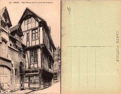 Rouen Vieille Maison du XVe Siecle Rue St-Romain Postcard La Cigogne Unposted