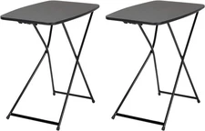 2PCS Personal Folding Table TV Tray Table w/ Adjustable Height Black  18" x 26"