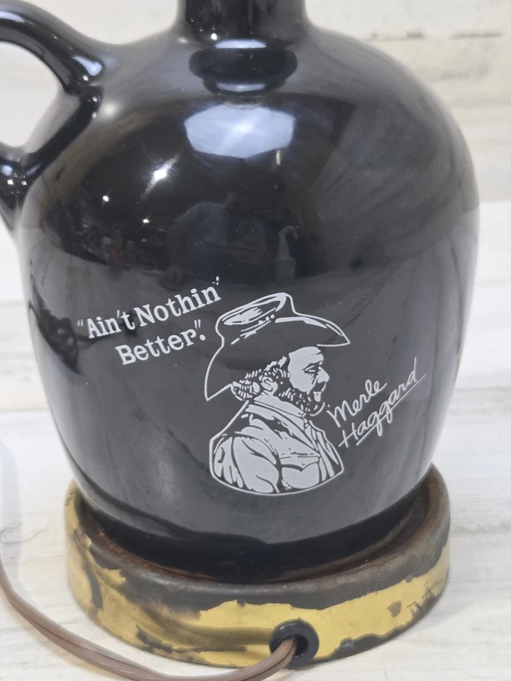 Lámpara de mesa vintage George Dickel jarra de whisky Merle Haggard rara Foto 3 de 4