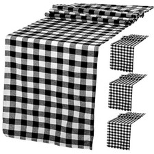 4 Pack Buffalo Plaid Table Runners Buffalo Check 14x72in Black and White