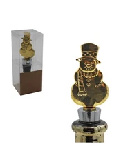 Boston International CHRISTMAS SNOWMAN SHAPED WINE BOTTLE STOPPER Enamel NIB