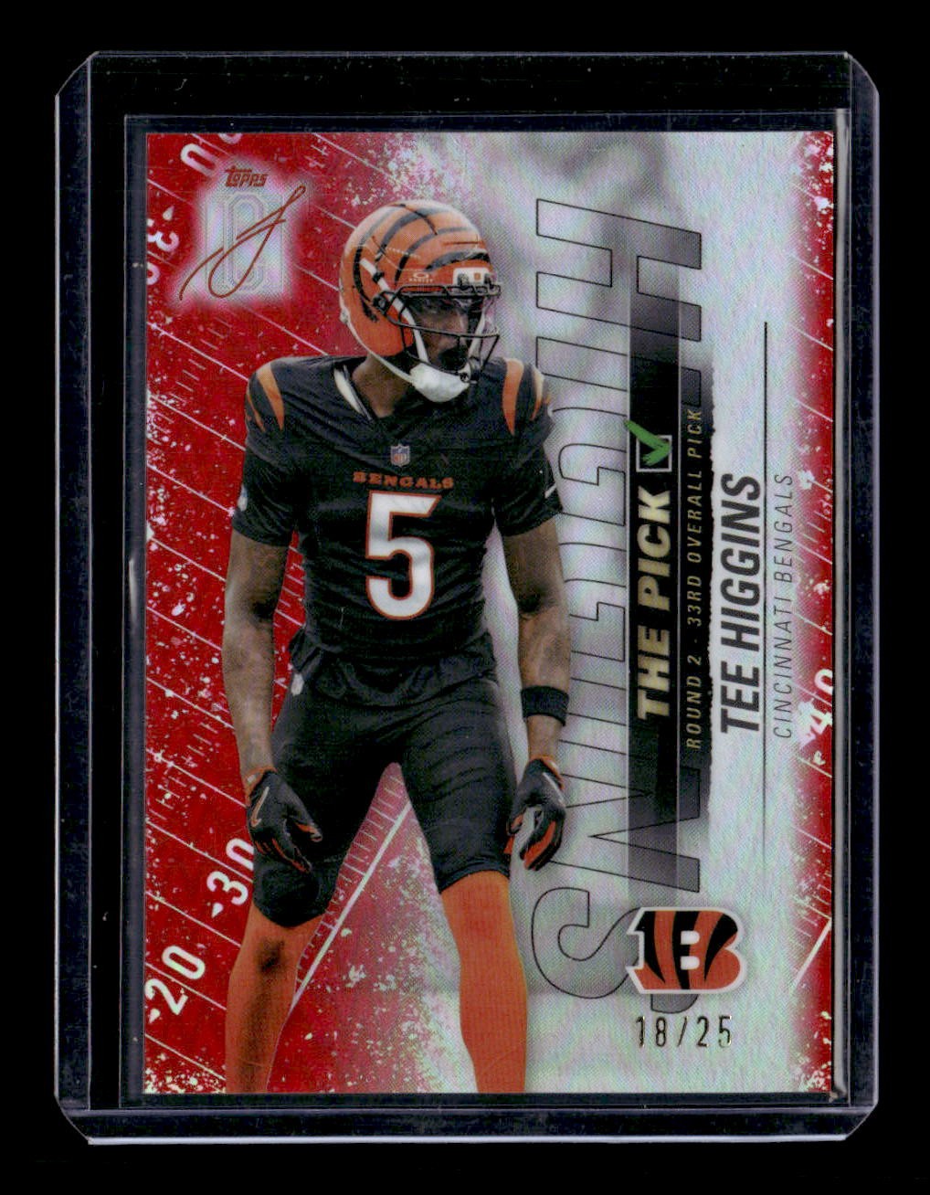 2025 Topps Signature Class #TP-7 Tee Higgins The Pick Red #/25