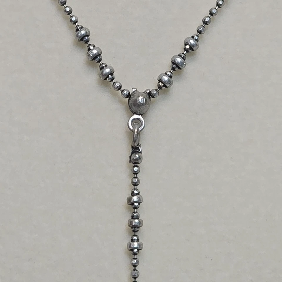 Lucky Brand Turquoise Round Pendant Y Necklace Silver Tone Boho Western Rodeo - Image 4 of 4