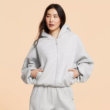 Women Marshmallow Full Zip Hooded Sweatshirt - Blogilates