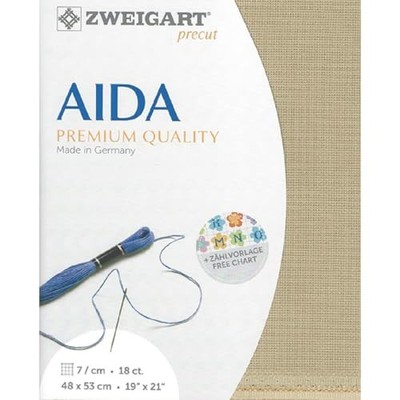 Zweigart AIDA 18ct Fein-Aida 3793 Beige Handarbeitsstoff Kreuzstich 48x53cm