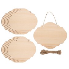 6"x5" Unfinished Hanging Wood Sign Blank with Ropes, Style 4, Pack of 12