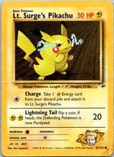 Lt. Surge's Pikachu 81/132 Common Gym Heroes Pokemon Unlimited Heavily Played
