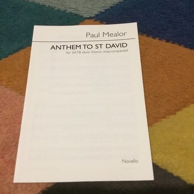 Anthem to St David . Paul Mealor . Rare vintage sheet music . Fast Free shipping