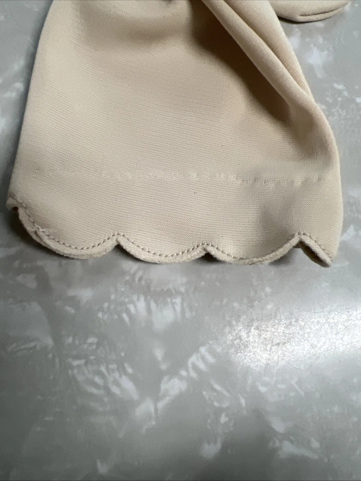 De Colección Par Guantes Beige Mezcla Algodón Hasta la Muñeca Festoneados Boda Formales Talla S/M Foto 3 de 4
