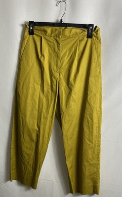COS Women's Green High Rise Cropped 100% Cotton Tapered Pants Sz 2