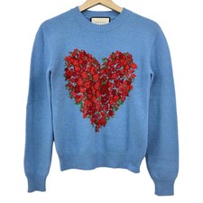 GUCCI - 457401 X5K62 Light Blue Red Green Women's Sweater