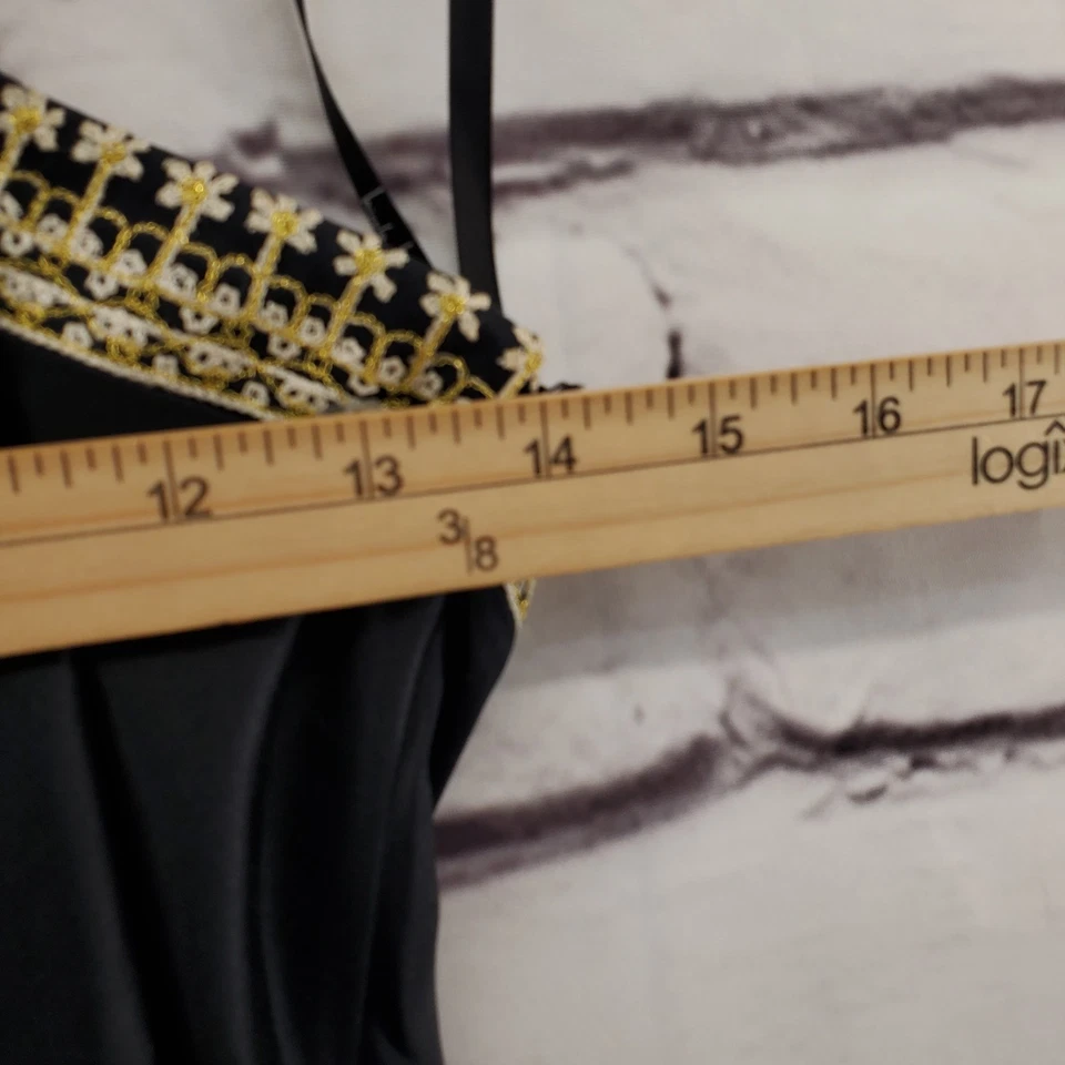 NICOLE MILLER Halter Shift Dress Womens 6 Embroidered Metallic Weave Vintage - Image 3 of 4