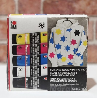 Marabu Screen & Block Printing Ink Set - 5 Colors x 100ml - Fabric & Textile Ink