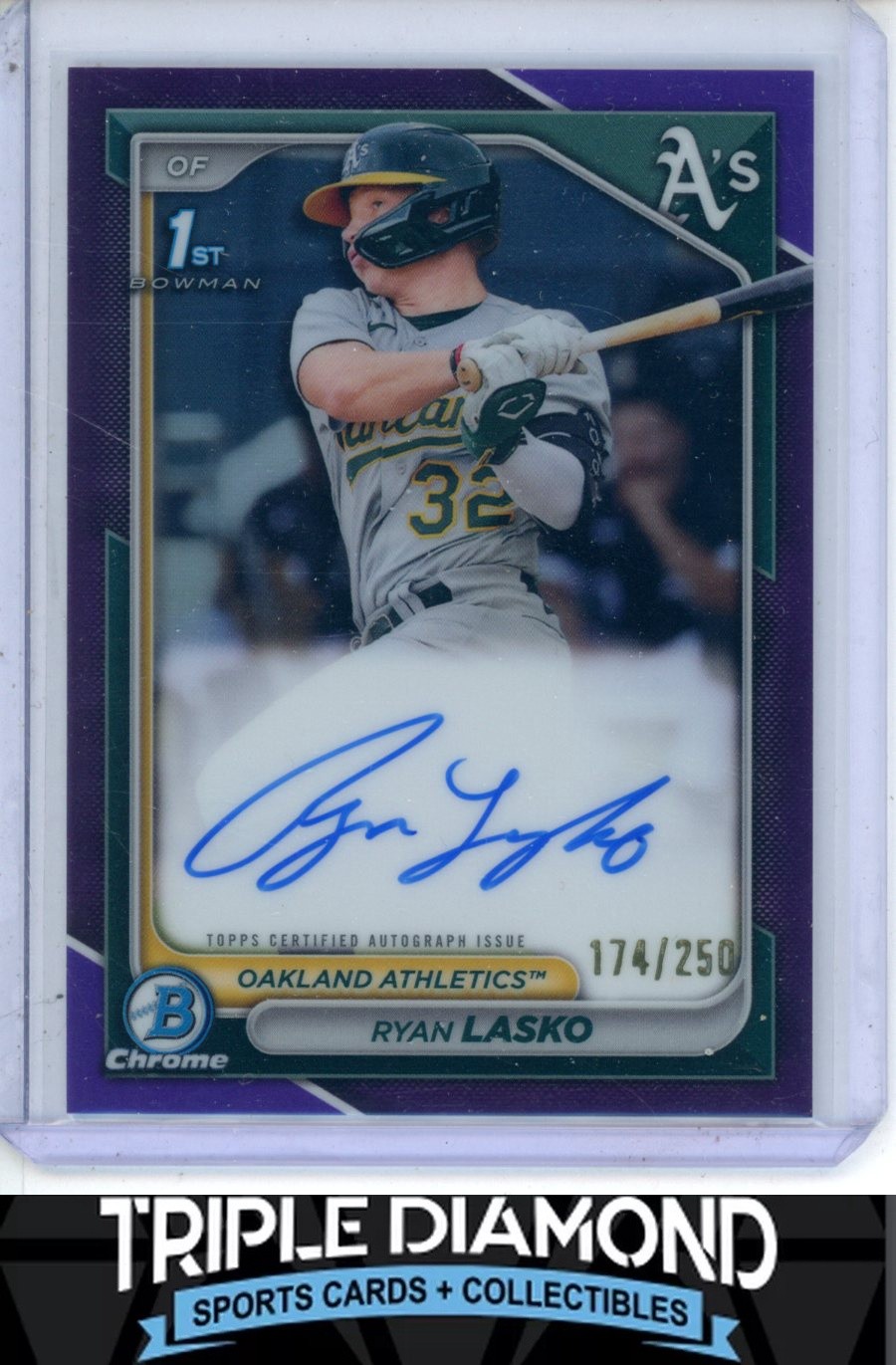 2024 Bowman Chrome 1st Ryan Lasko Prospect Auto Purple Refractor #174/250 M233