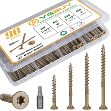 90Pcs Deck Screws Assortment Kit, #8#10 Wood, Star Drive, Bronze, T25 Bit