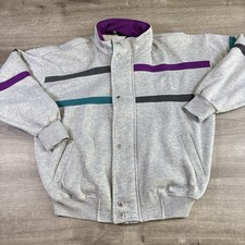 VTG Christian Dior Monsieur Sweatshirt Size Large Grey/Teal/Purple Full Zip Logo