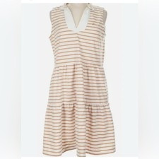 Nautica Jeans Striped Sleeveless Polo Dress M Preppy Coastal