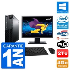 PC Lenovo M81 SFF Ecran 22" Intel G630 RAM 4Go Disque Dur 2To Windows 10 Wifi