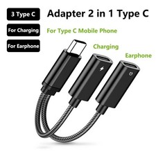 2-in-1 USB-C Audio Adapter Fast Charge Splitter Cable for Earphones Devices