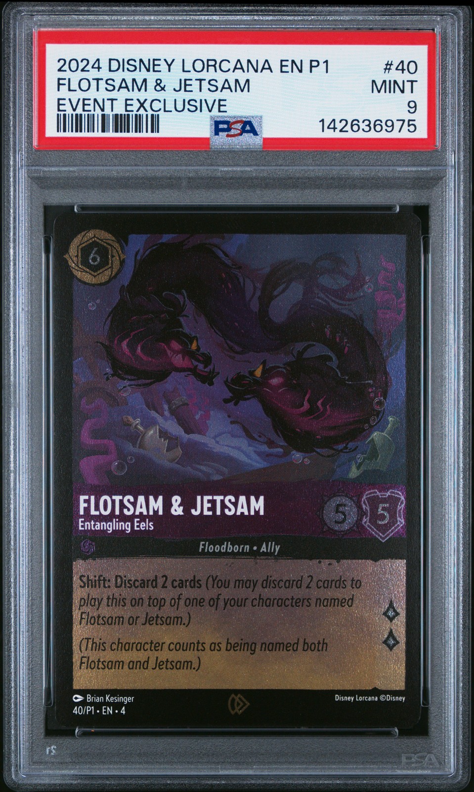 2024 DISNEY LORCANA EN P1-PROMO #40 FLOTSAM & JETSAM - ENTANGLING EELS PSA 9