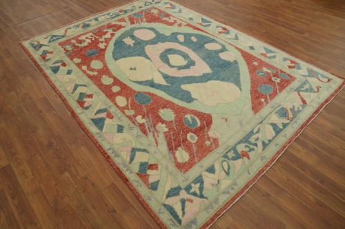 Handmade Transitional Oushak Turkish Area Rug 6x8 Ft Vegetable Dye Wool Carpet - Picture 4 of 14
