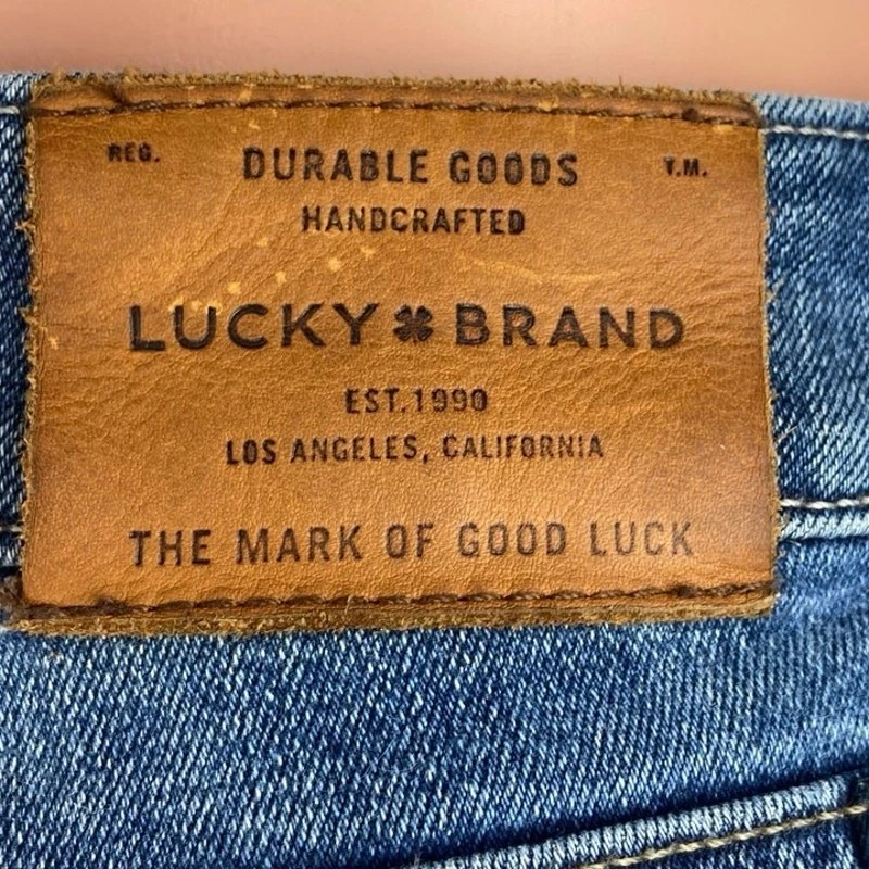 Джинсы узкие Lucky Brand синие средней вареной ткани искусственно состаренные со средней посадкой размер 8/29 - Изображение 4 из 4