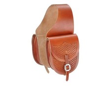 Tough 1 Saddle Bag Leather Basket Stamp Hand Tooled Medium Tan 61-9525