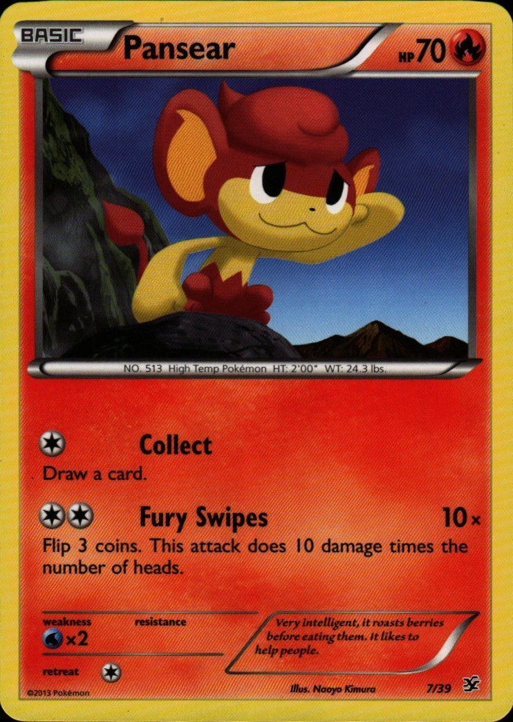 Pokemon TCG Card Pansear Common Fire Normal Kalos Starter Set KSS 7/39 Naoyo Ki