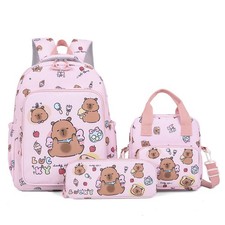 3 Pack Kids Backpack Lunch Bag Set Cartoon Capybara School Bag Back to School