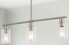 ZJVAIVE 3-Light Nickel Linear Chandelier with Glass Shades