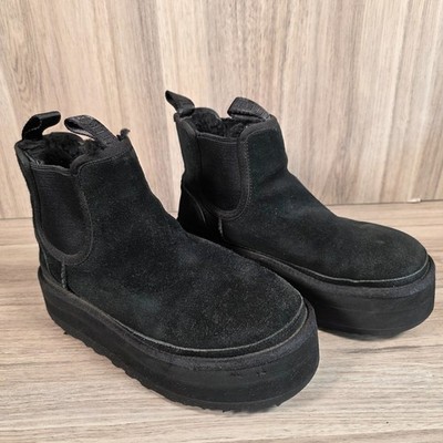 UGG Damen Stiefel Gr.5 UK ''Neumel'' Wildleder Chelsea Plateau Modell 1134526 Schwarz