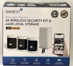 HUGE MARKDOWN Swann 4K Wireless Security System - 3 Cameras 4 Batteries NIB