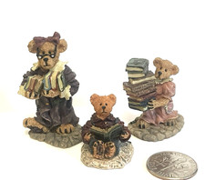 BOYDS TOWN VILLAGE MINIATURE ACCESSORY BEARS FOR "THE PUBLIC LIBEARY" -RETIRED