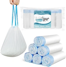 120 Count Cat Litter Box Liners for Drawstring Closure, Heavy Duty Leak-Proof...