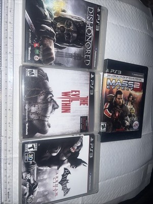 Lot Of 4 - PS3 Games Mass Effect 2 The Evil Within Dishonored Batman Arkham City