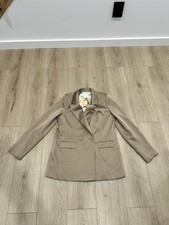 Favorite Daughter Double Breasted Oversized Blazer Medium Satin Beige Floral