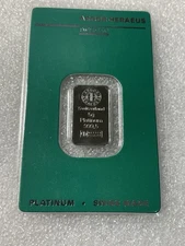 Argor Heraeus 5 Gram .9995 Platinum Bar Sealed In Assay Card