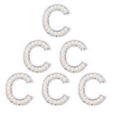 6 Pcs Rhinestone Letters Patches Initial Letters C Self-Adhesive Patches White