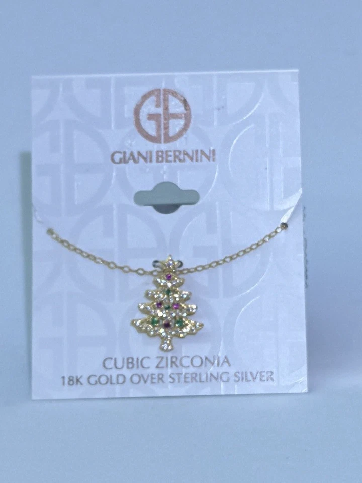 圣诞树吊坠项链 18k 黄金纯银 925 原价 85 美元 — 第 4/4 张图片