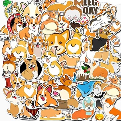 10 assorted corgi dog sticker set, corgi decal, laptop decal, water bottle decal