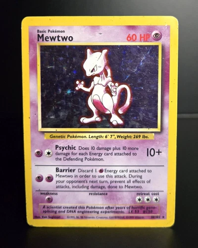 Pokémon TCG - MEWTWO #10 - HOLO - RARE - UNLIMITED - BASE SET (1999) - WOTC - HP