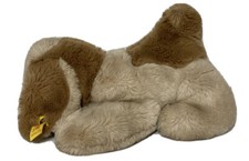 Vintage Steiff Plush Brown Dog Button Yellow Tag Western Germany 5530/25