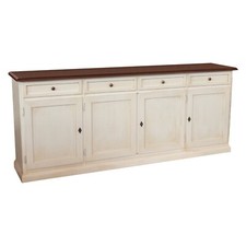CREDENZA MADIA BUFFET IN LEGNO SHABBY CHIC AVORIO ANTICATO E PIANO NOCE MOD MART
