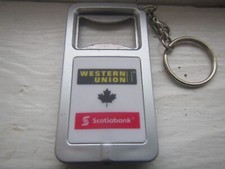Llavero abrebotellas linterna vintage Western Union & Scotiabank Canadá
