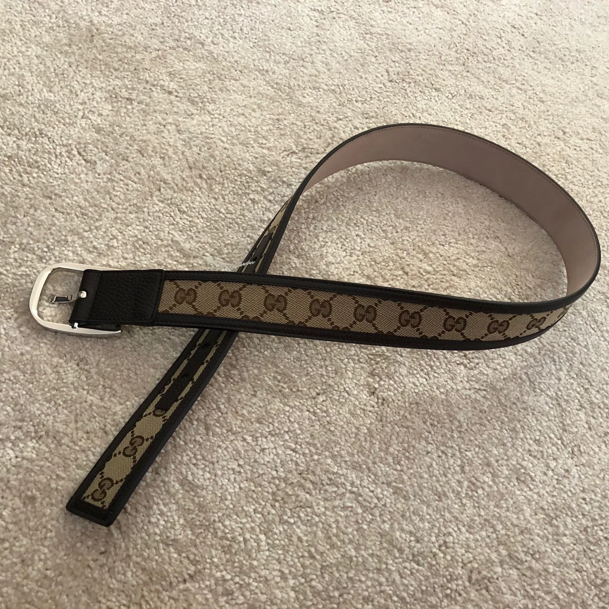 CINTURA GUCCI DOPPIA G GUCCISIMA BEIGE MARRONE PELLE TELA NUOVA TUTTE LE TAGLI