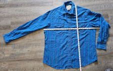 Wrangler Mens Shirt Size XLarge Blue Pearl Snap Cowboy Western Silver Striped